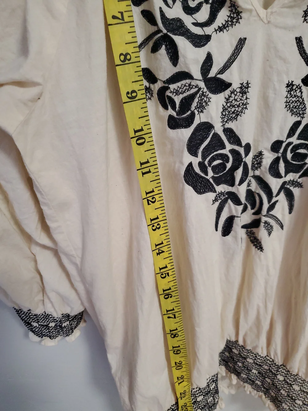 Karen Kane Cream Tunic with Black Floral Embroidery